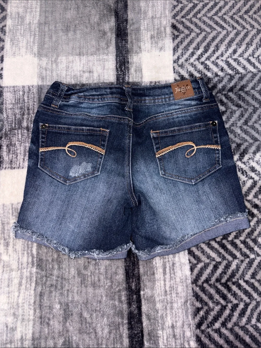🐢Justice Dark Indigo Rolled Hem Denim Shorts